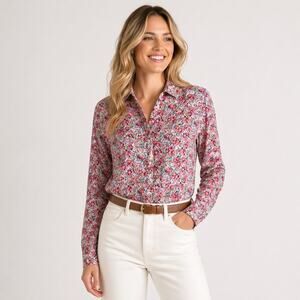 J.Crew Liberty Fabric Pink Floral Button Front Shirt Size 00